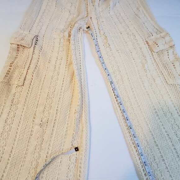 Wild Fable Womens Crochet Knit Beige Wide Leg Pants M Two Side Cargo Pockets - Picture 8 of 10